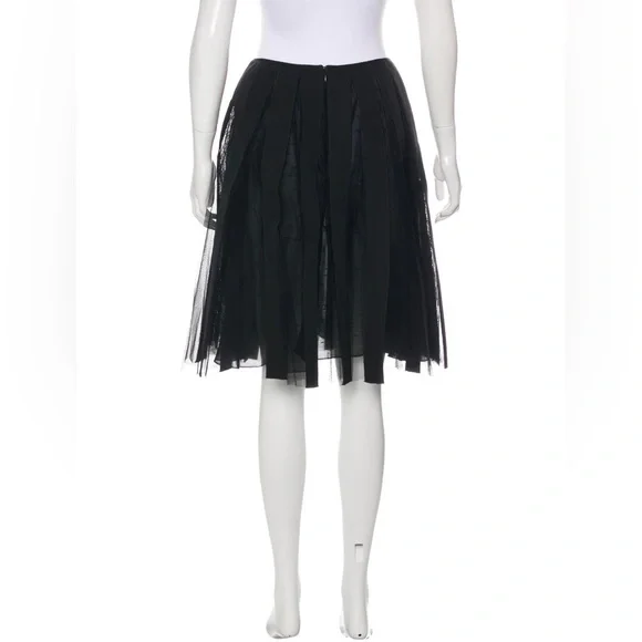 RED VALENTINO Black Vertical Mesh Stripe Skirt - Sz US 0 / IT 38 / XS - Picture 3 of 11